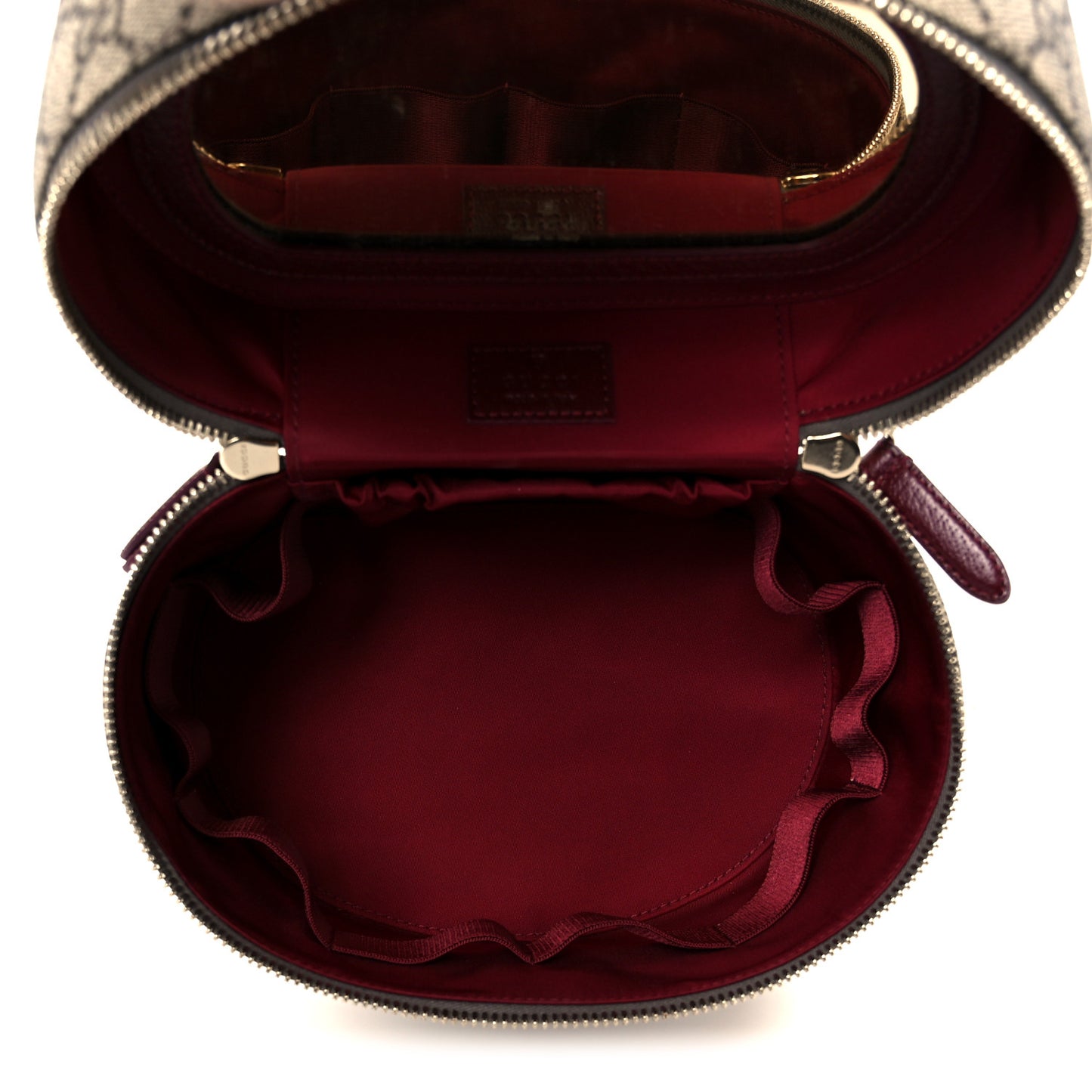 GG Supreme Monogram Ancora Calfskin Vanity Cosmetic Case Beige Ebony Rosso