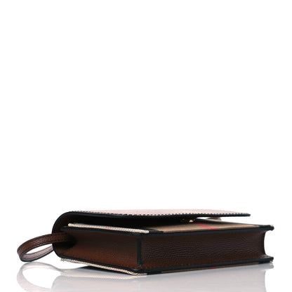 Burberry Grained Calfskin House Check Tartan Mix Hampshire Wallet On Chain Tan 4 of 10