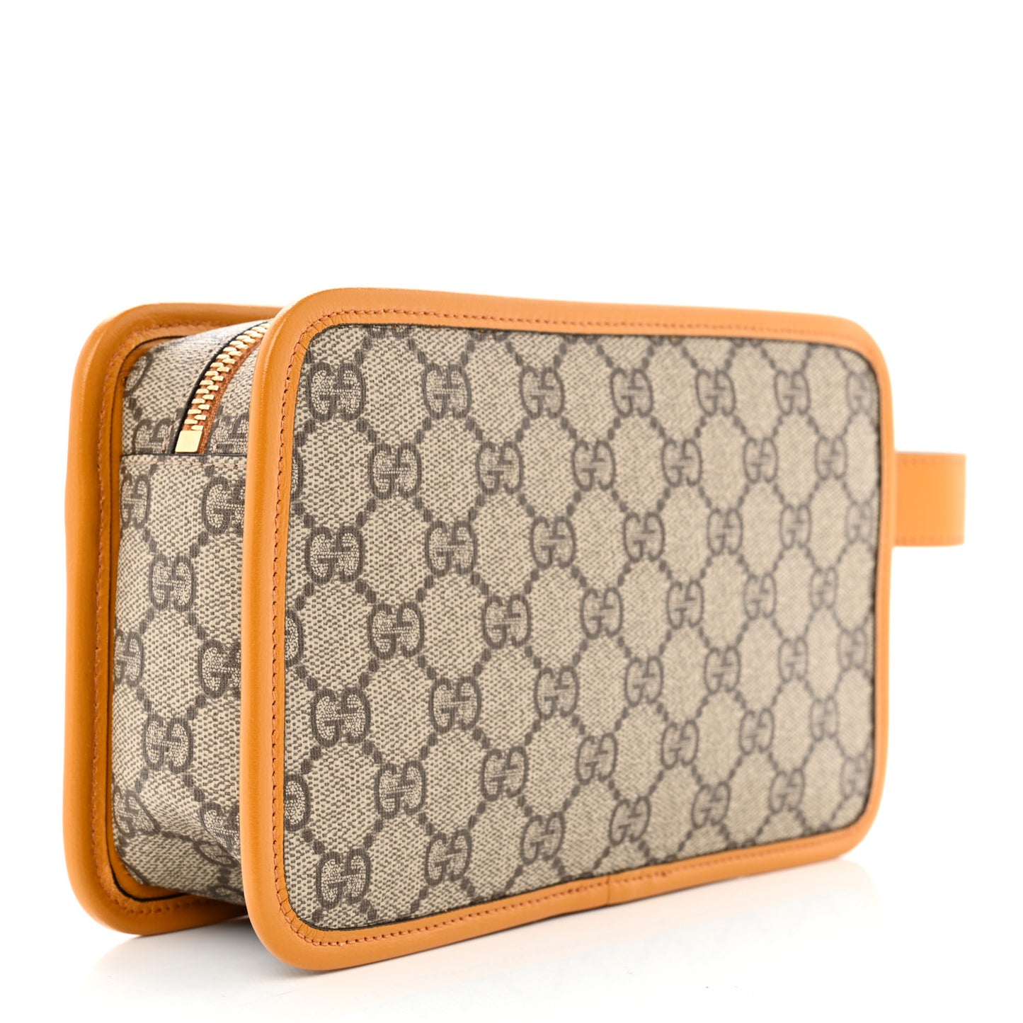 GG Supreme Monogram Textured Calfskin Retro Interlocking G Travel Pouch Beige Yellow