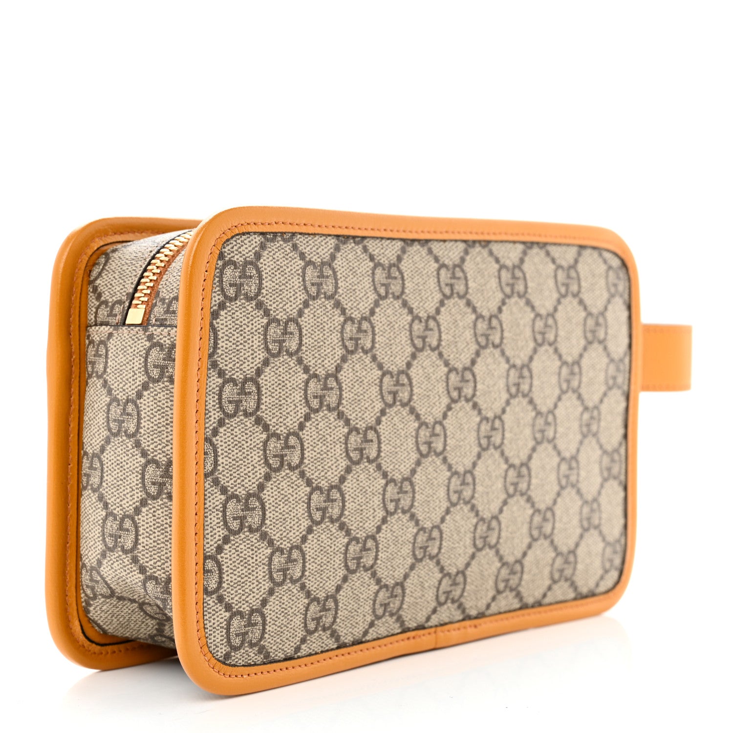 Gucci GG Supreme Monogram Textured Calfskin Retro Interlocking G Travel Pouch Beige Yellow 4 of 8