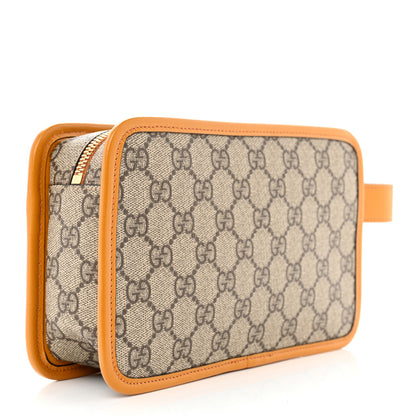 Gucci GG Supreme Monogram Textured Calfskin Retro Interlocking G Travel Pouch Beige Yellow 4 of 8