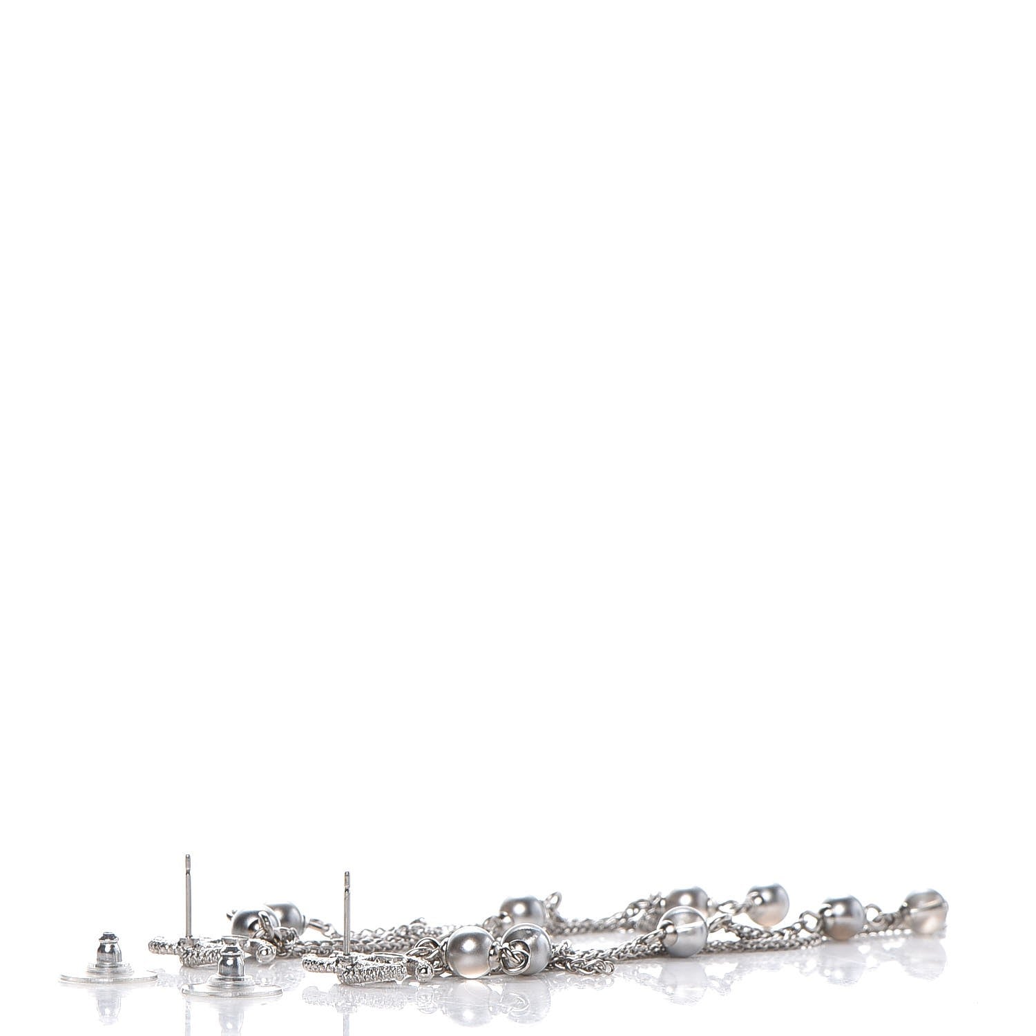 Chanel Ruthenium Pearl CC Drop Earrings Pearly Grey 4 of 5