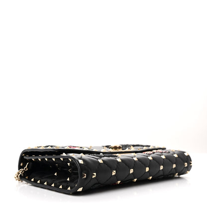 Valentino Garavani Nappa Butterfly Embroidered Rockstud Spike Wallet on Chain Black 4 of 10