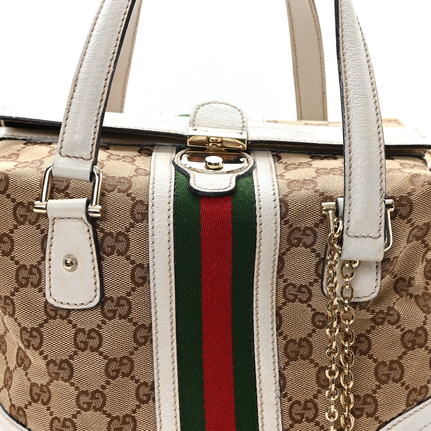 Gucci Monogram Web Treasure Boston Tote Off White 8 of 10