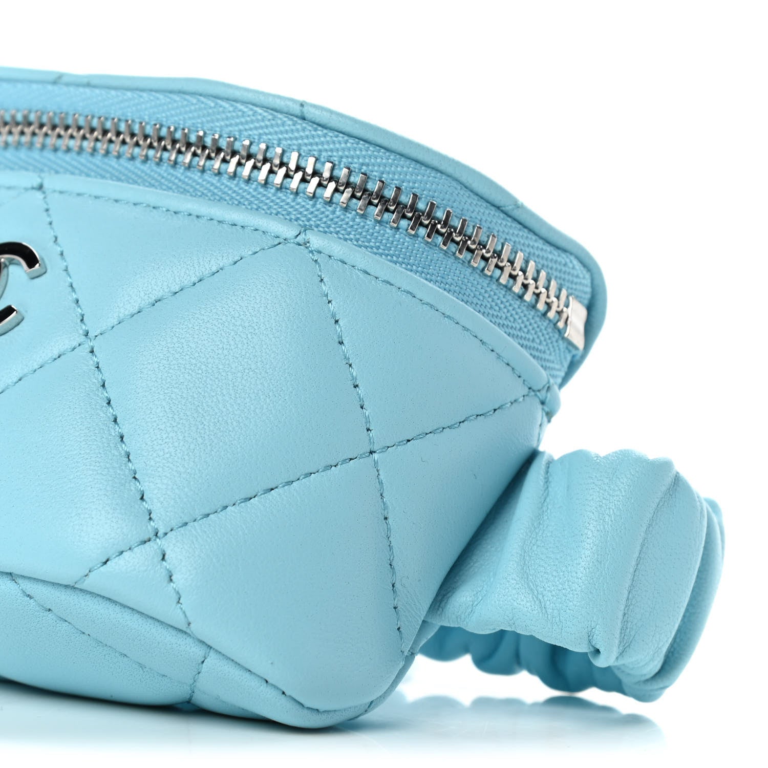 Chanel Lambskin Quilted Arm Coin Purse Neon Blue 6 of 11