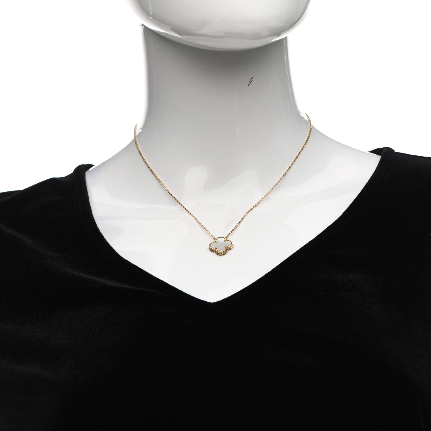 Van Cleef & Arpels 18K Yellow Gold Mother of Pearl Vintage Alhambra Pendant Necklace 2 of 6