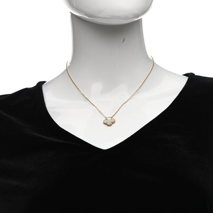 Van Cleef & Arpels 18K Yellow Gold Mother of Pearl Vintage Alhambra Pendant Necklace 2 of 6