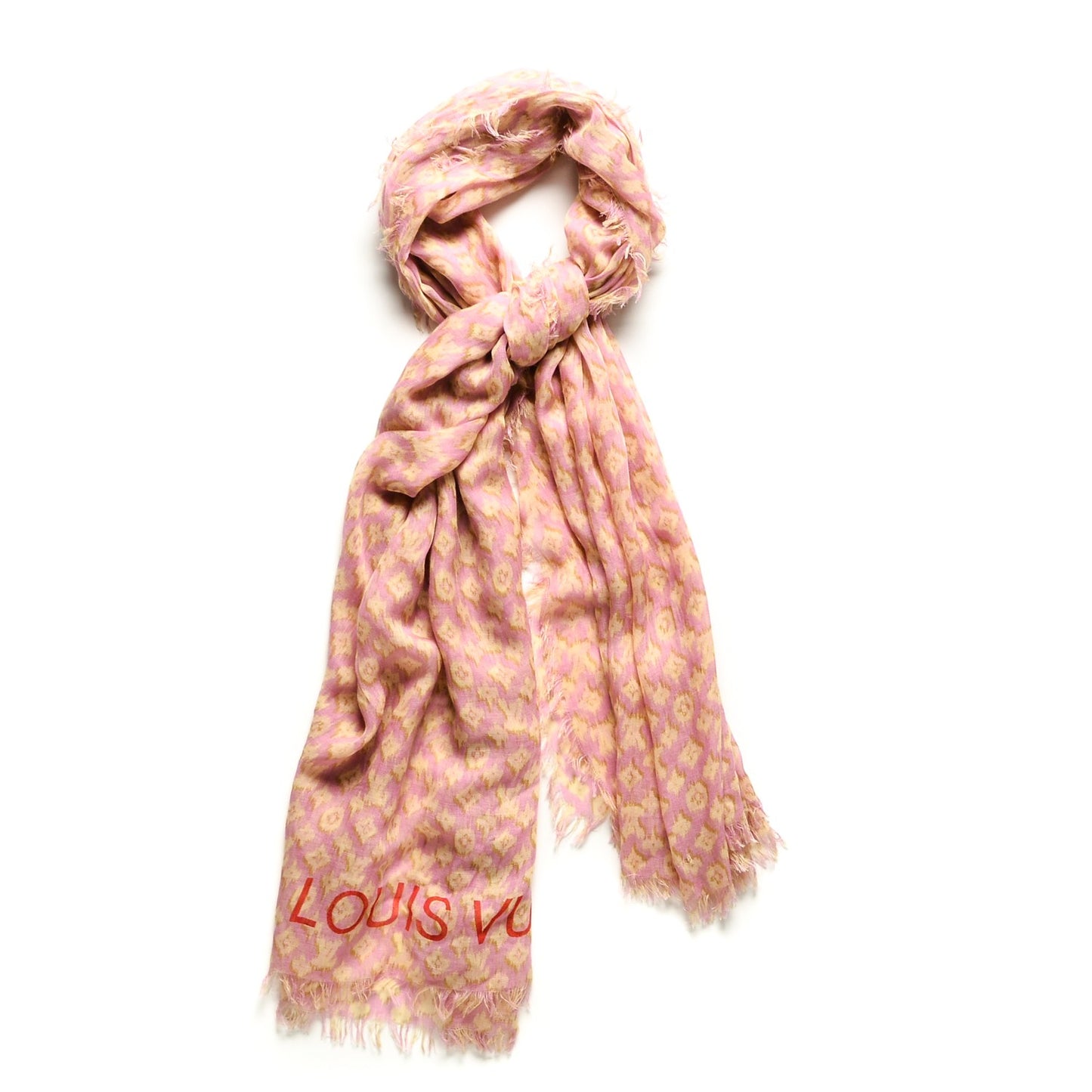 Cashmere Silk Mongram Ikat Stole Rose