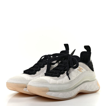 Chanel Fabric Suede Calfskin CC Sneakers 38 White Ivory 3 of 7