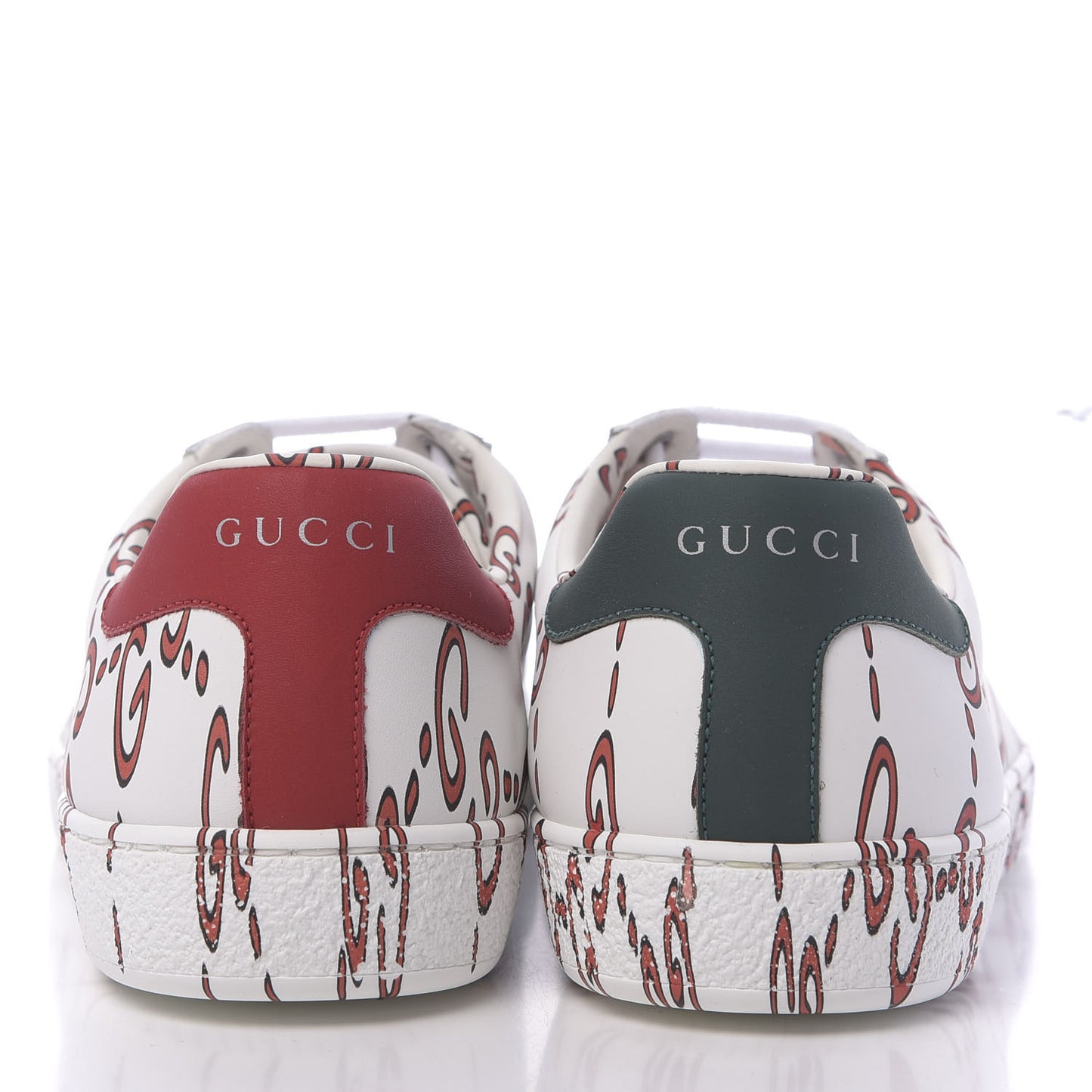 Calfskin GucciGhost Print Mens Ace Sneakers 7.5 White Hibiscus Red