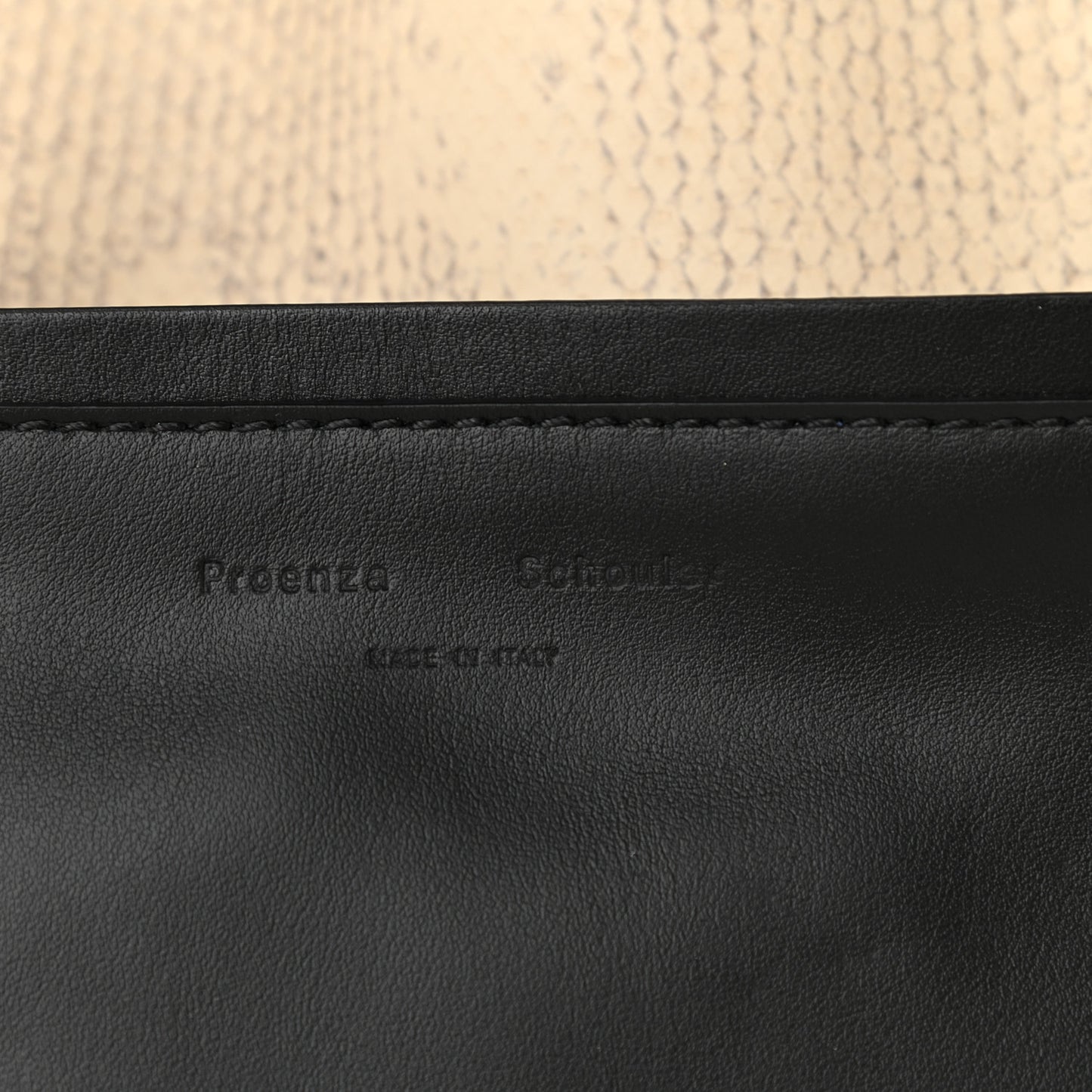 Calfskin Snakeskin Embossed XL Ruched Tote Beige Black