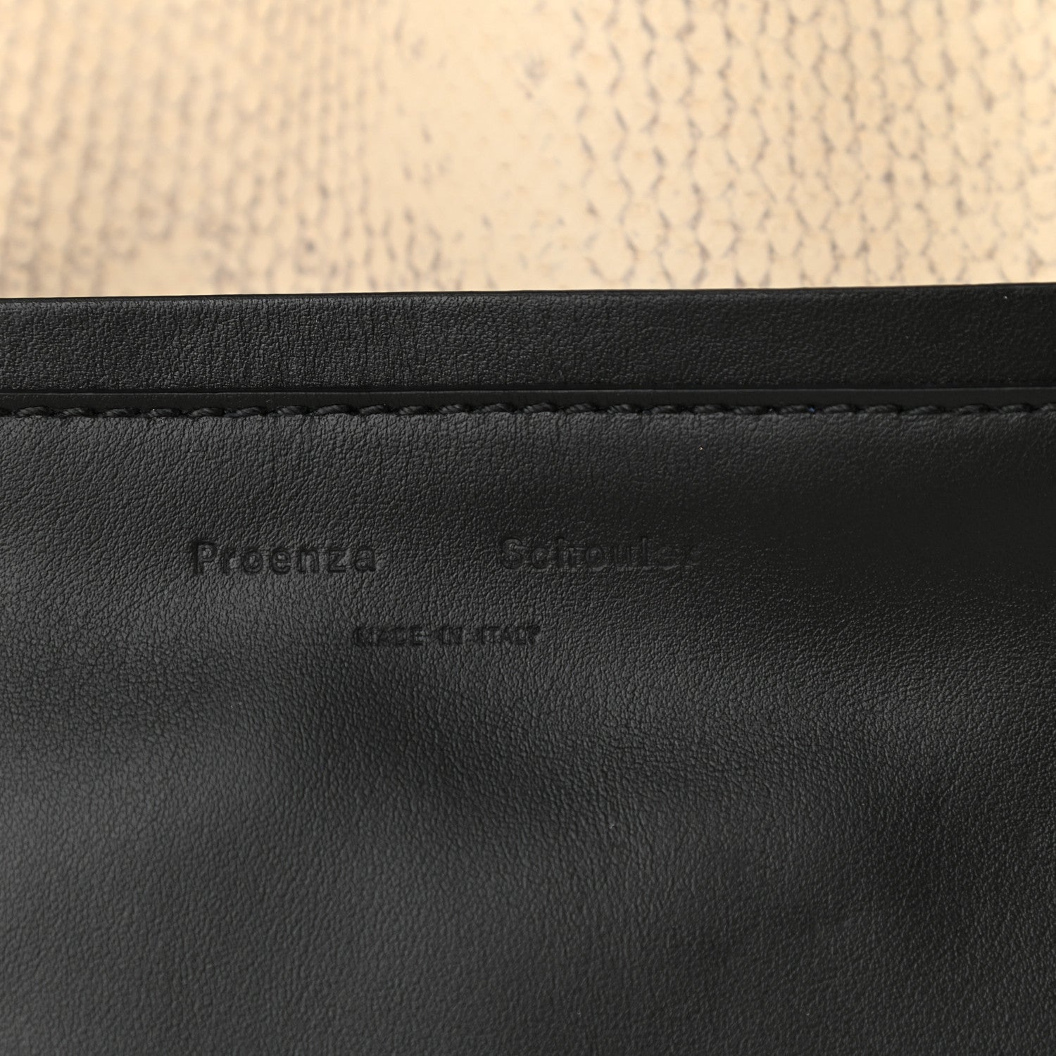 Proenza Schouler Calfskin Snakeskin Embossed XL Ruched Tote Beige Black 6 of 8