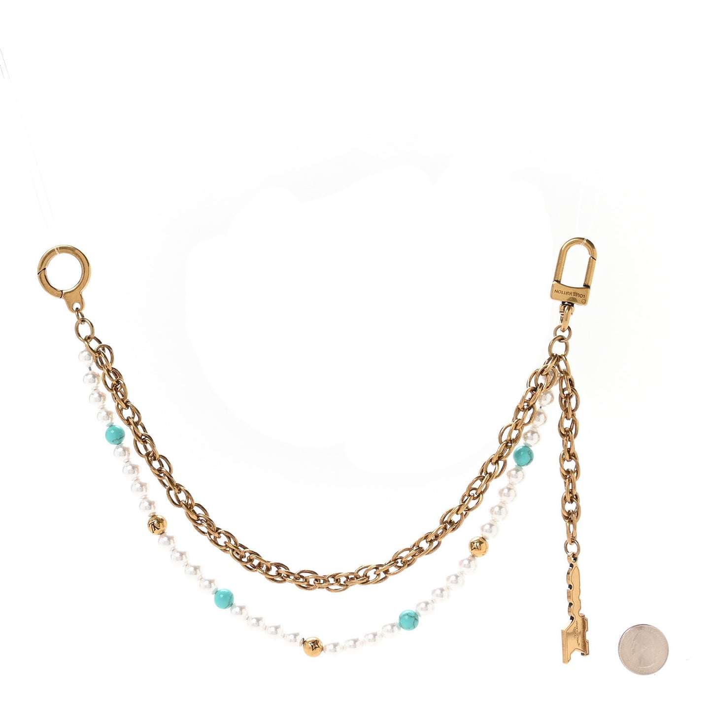 Chain Belt Pearls Bag Charm Gold