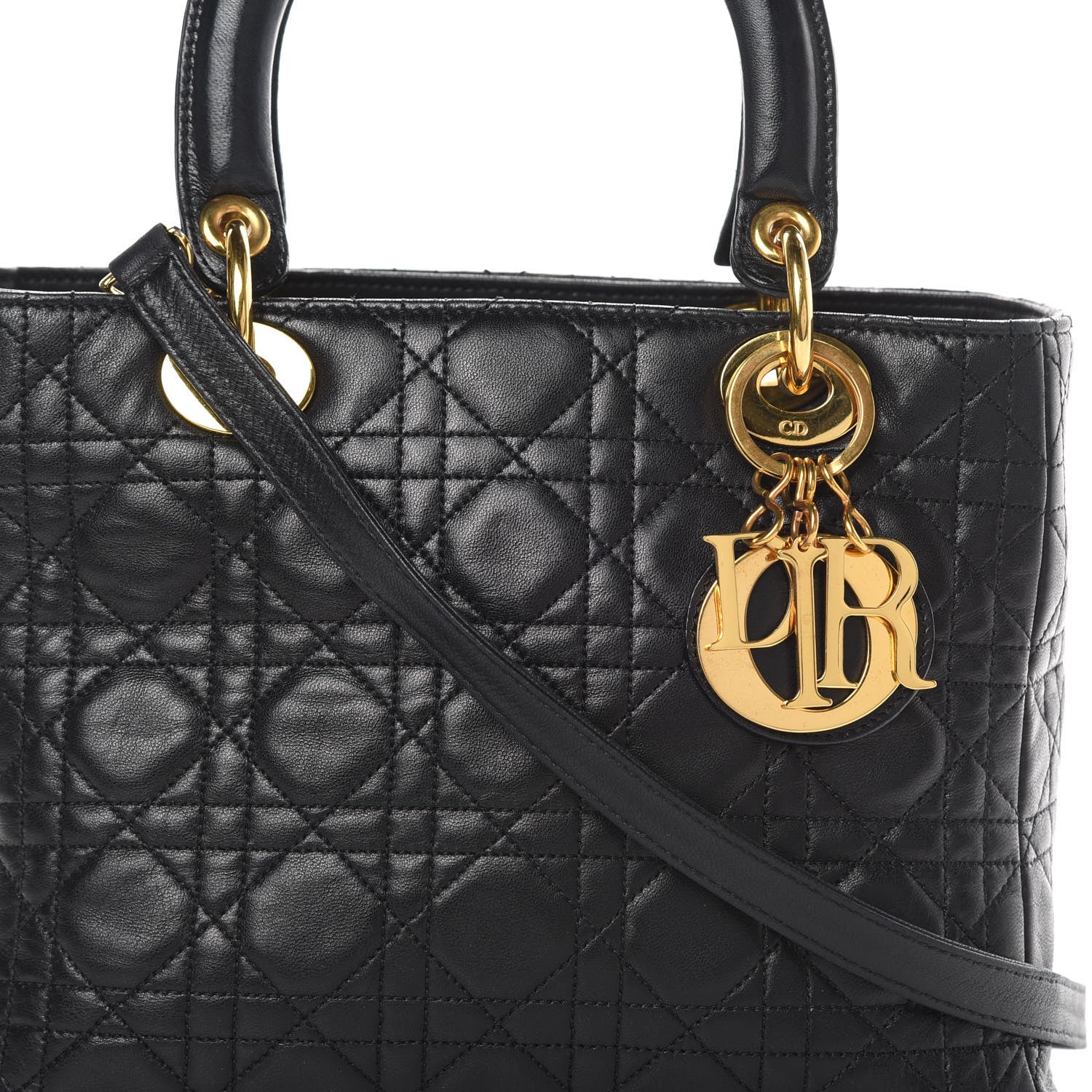 Christian Dior Lambskin Cannage Medium Lady Dior Black 8 of 15