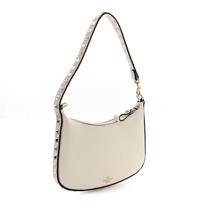 Valentino Garavani Grainy Calfskin Mini Rockstud Hobo Ivory 3 of 11