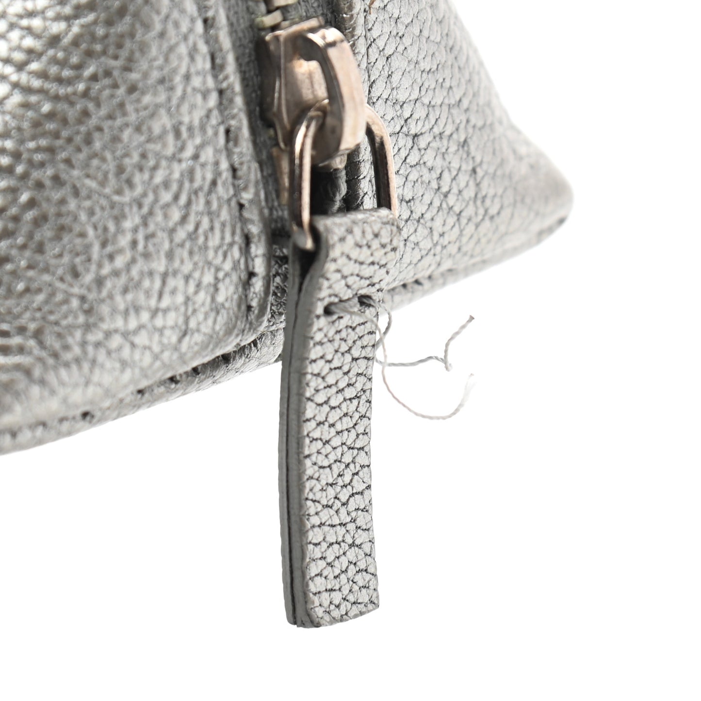 Metallic Goatskin Cosmetic Case Silver