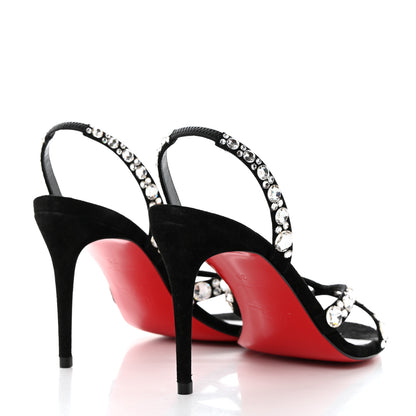 Christian Louboutin Veau Velours Crystal Embellished Emilie 85 Sandals 36 Black 4 of 7