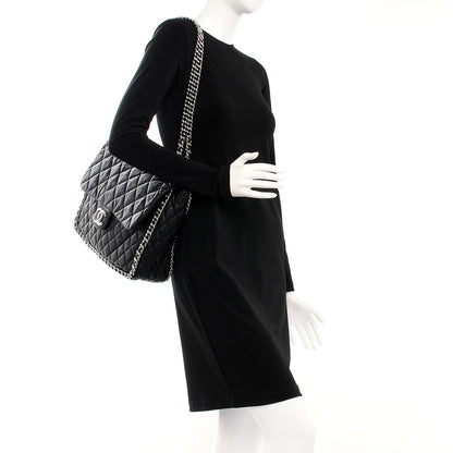 Chanel Washed Lambskin Quilted Maxi Chain Around Flap Black 2 of 7