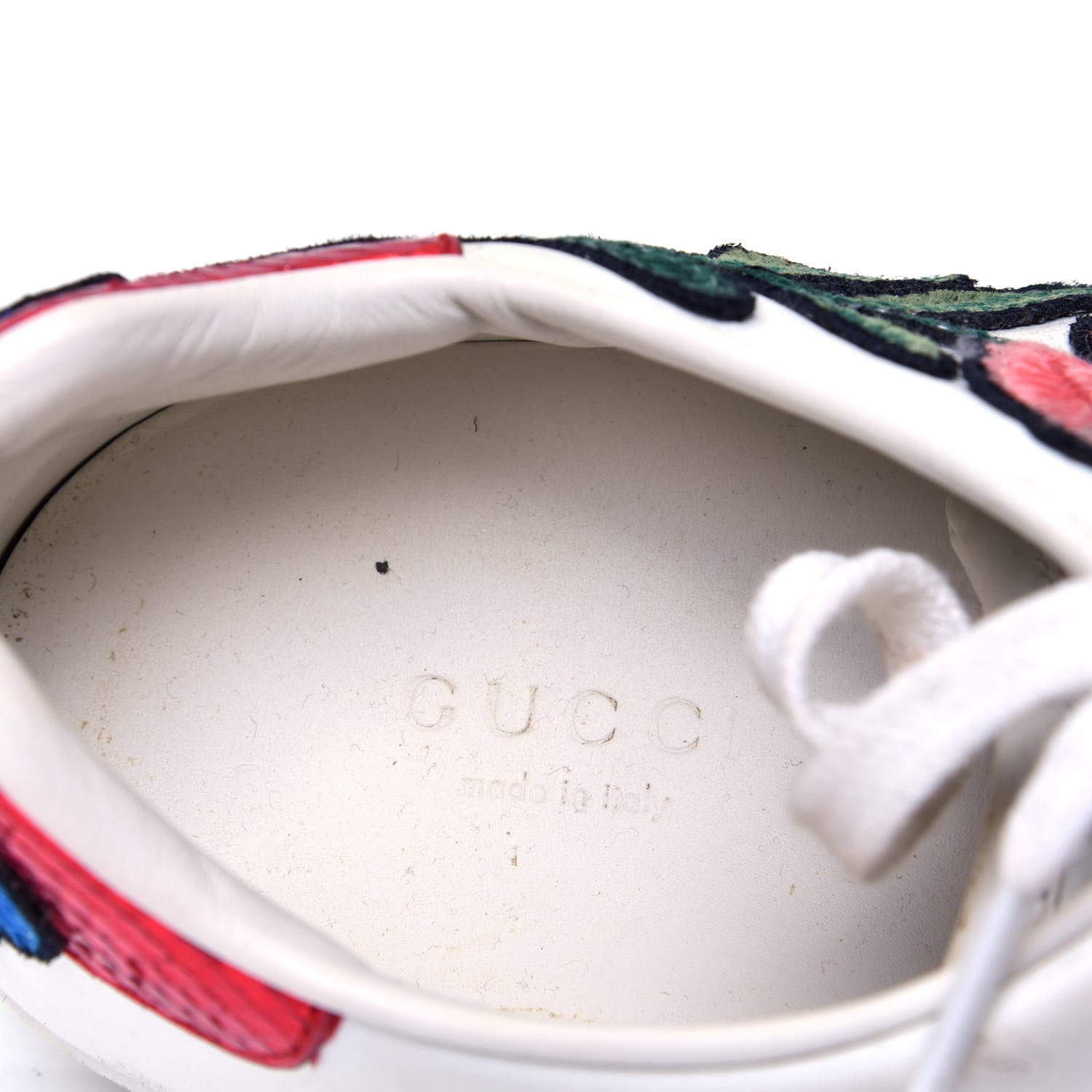 Gucci Metallic Calfskin Floral Embroidered Ace Sneakers 40 White 10 of 11