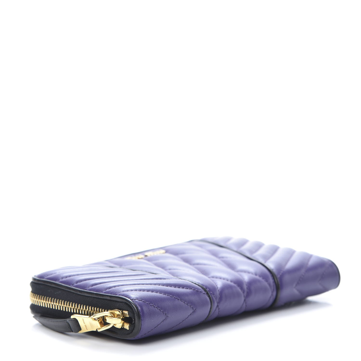 Miu Miu Nappa Quilted Zip Around Wallet Viola 4 of 9