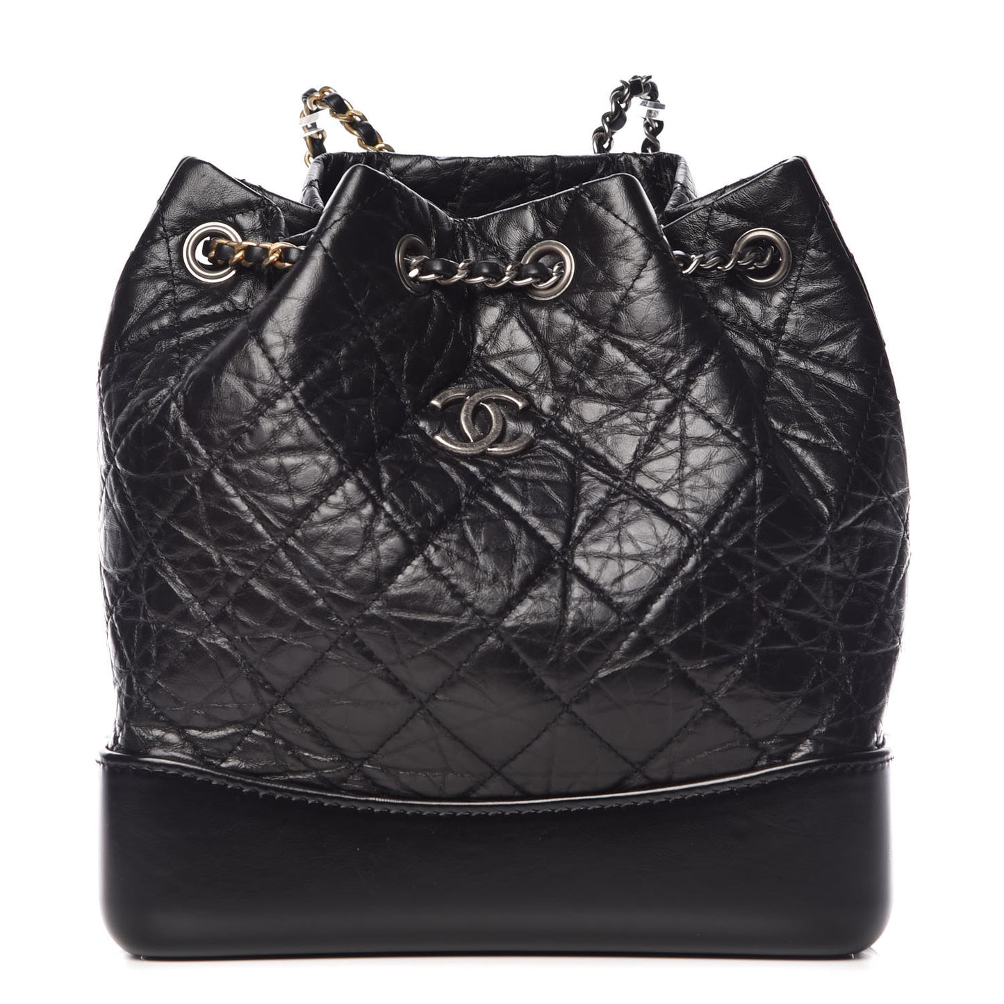 Aged Calfskin Quilted Small Gabrielle Backpack Black