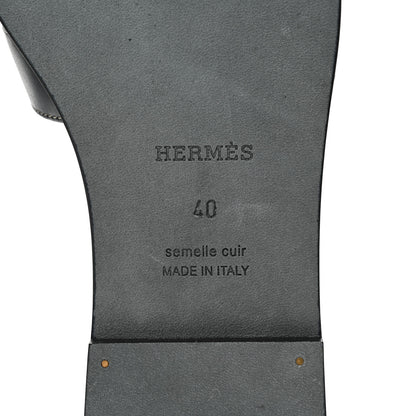 Hermes Box Calfskin Oran Sandals 40 Black 8 of 8