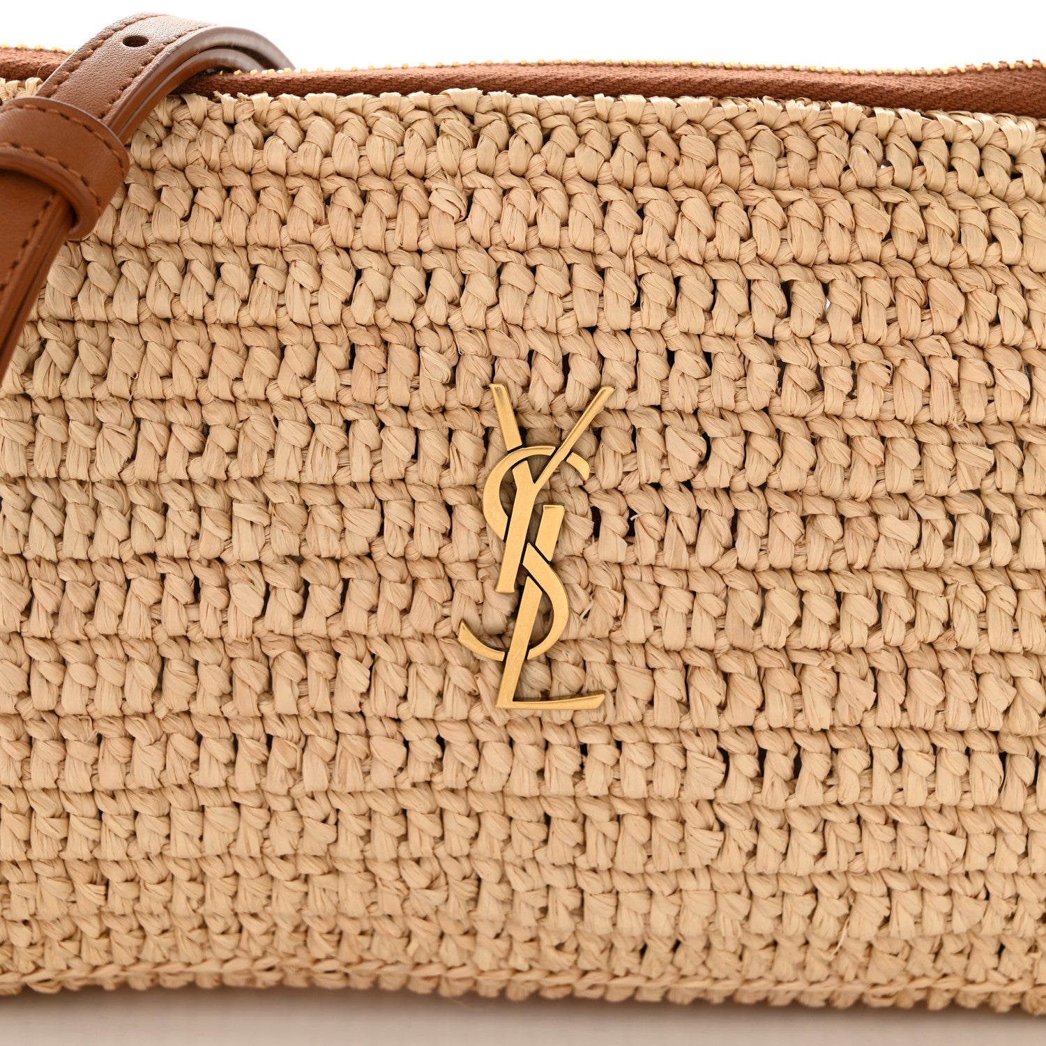 Saint Laurent Raffia Calfskin Gaby Crossbody Bag Natural Brick 8 of 10