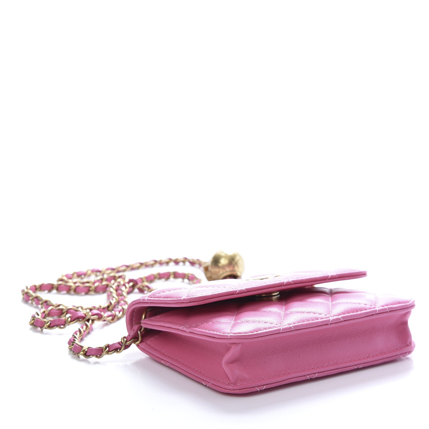 Chanel Lambskin Quilted Pearl Crush Clutch With Chain Pink 3 of 10