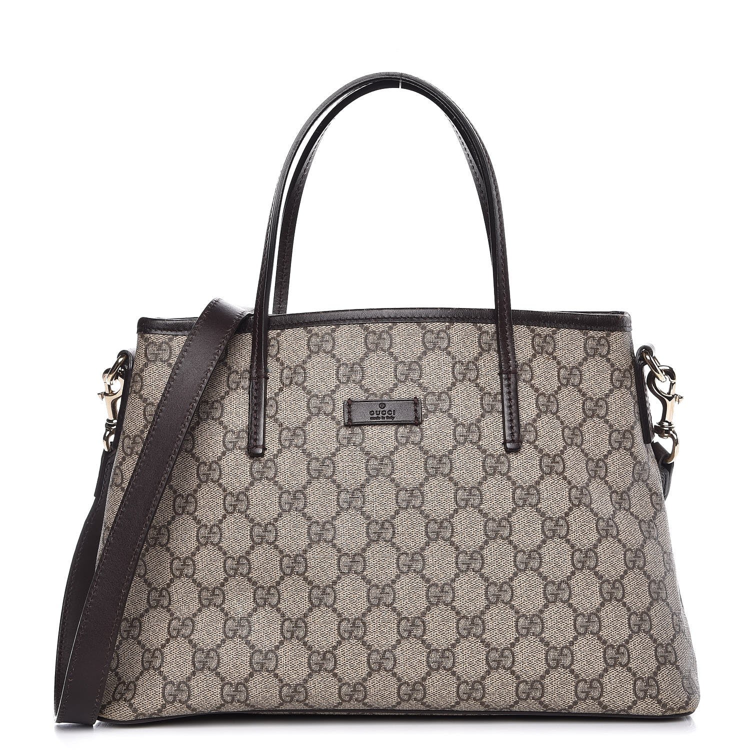 Gucci GG Supreme Monogram Small Zippered Tote Dark Brown 1 of 14