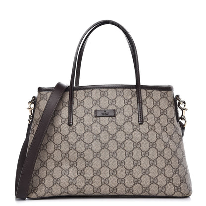 Gucci GG Supreme Monogram Small Zippered Tote Dark Brown 1 of 14