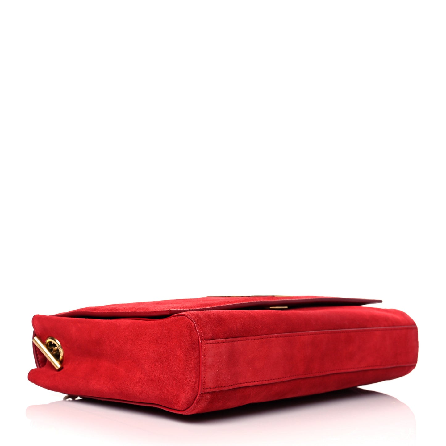 Smooth Calfskin Suede Medium Reversible Monogram Kate Satchel New Red