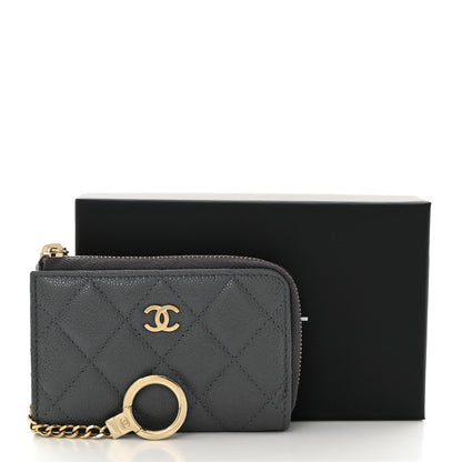 Chanel Caviar Quilted Zipped Key Holder Case Dark Gray 8 of 8
