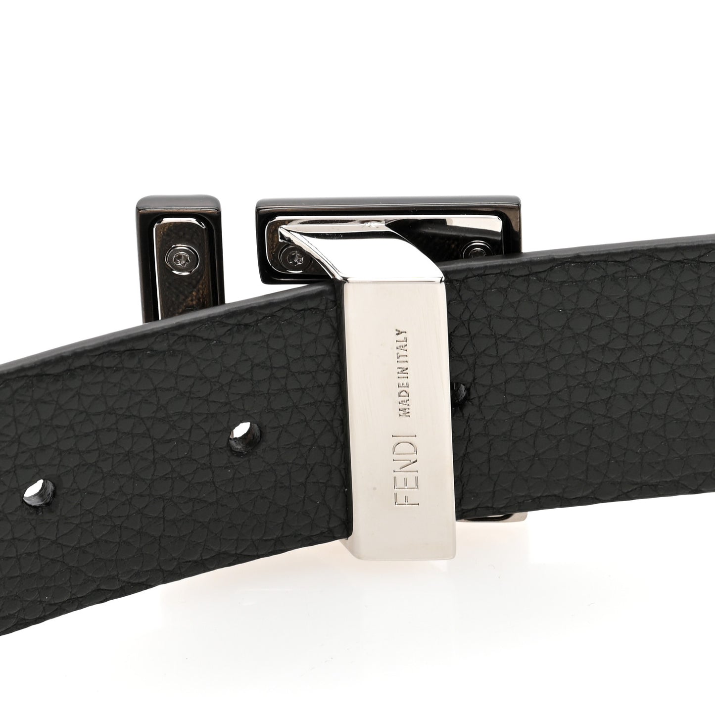 Cuoio Romano Glazed Fabric FF Reversible Belt 95 38 Black Tobacco