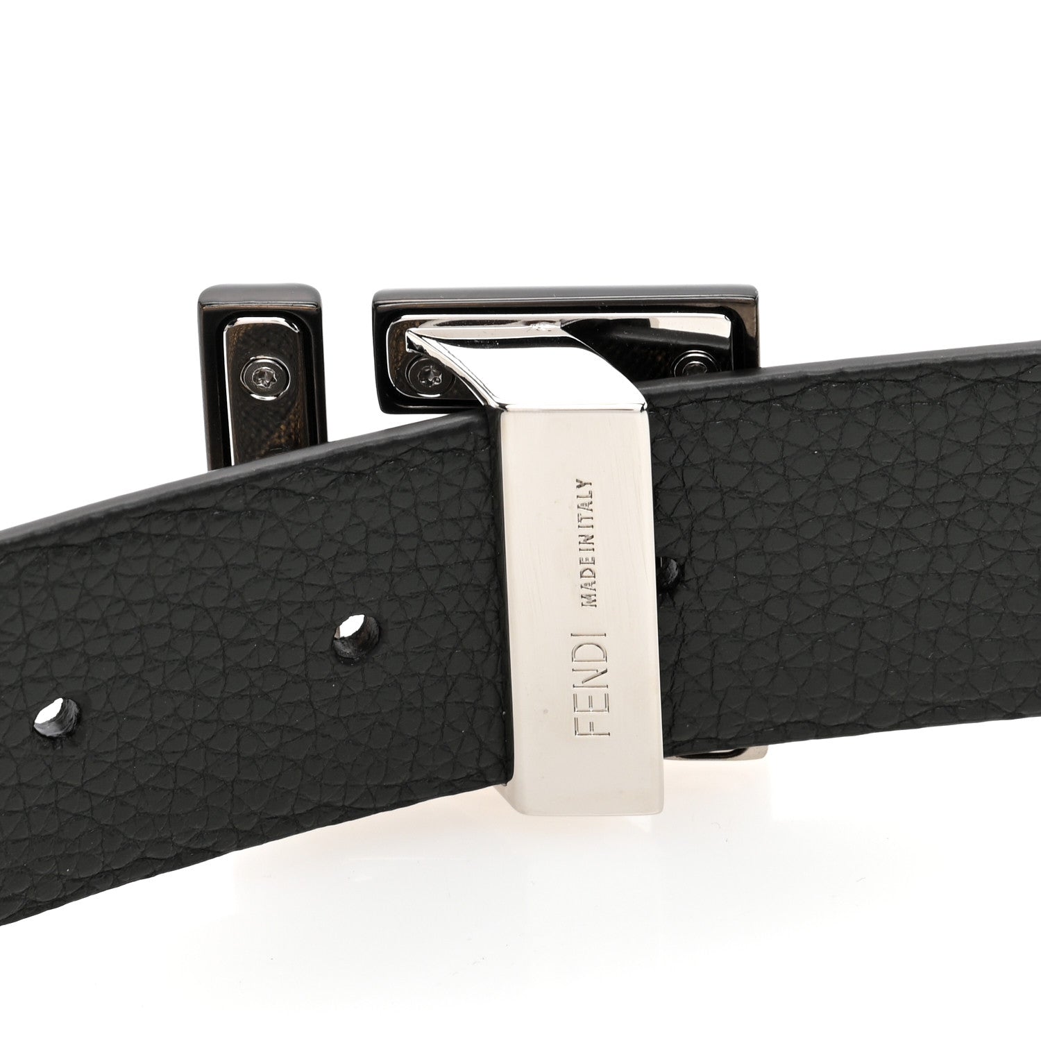 Fendi Cuoio Romano Glazed Fabric FF Reversible Belt 95 38 Black Tobacco 6 of 6
