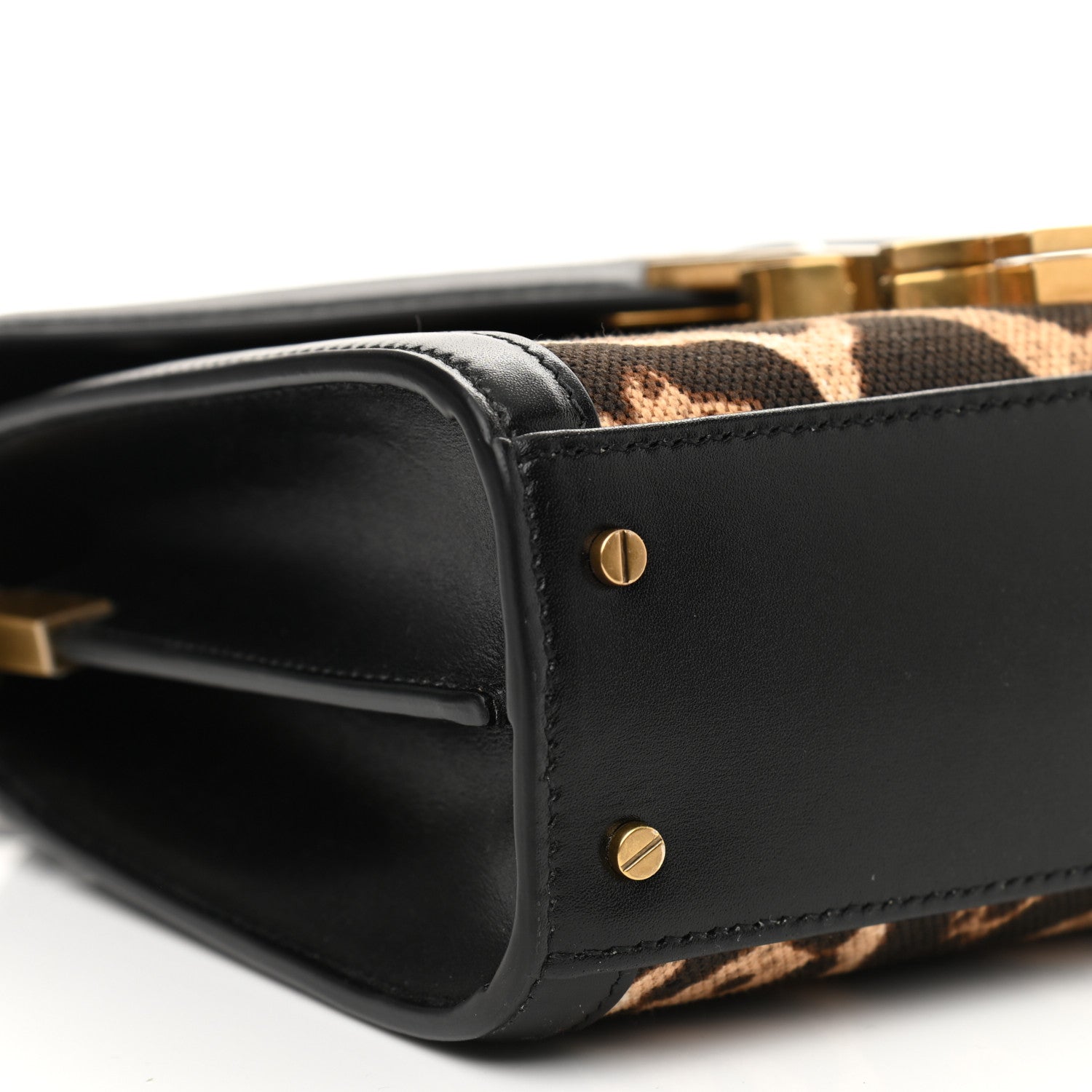 Saint Laurent Canvas Leopard Print Mini Classic Monogram Cassandra Top Handle Black 10 of 12