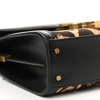 Saint Laurent Canvas Leopard Print Mini Classic Monogram Cassandra Top Handle Black 10 of 12