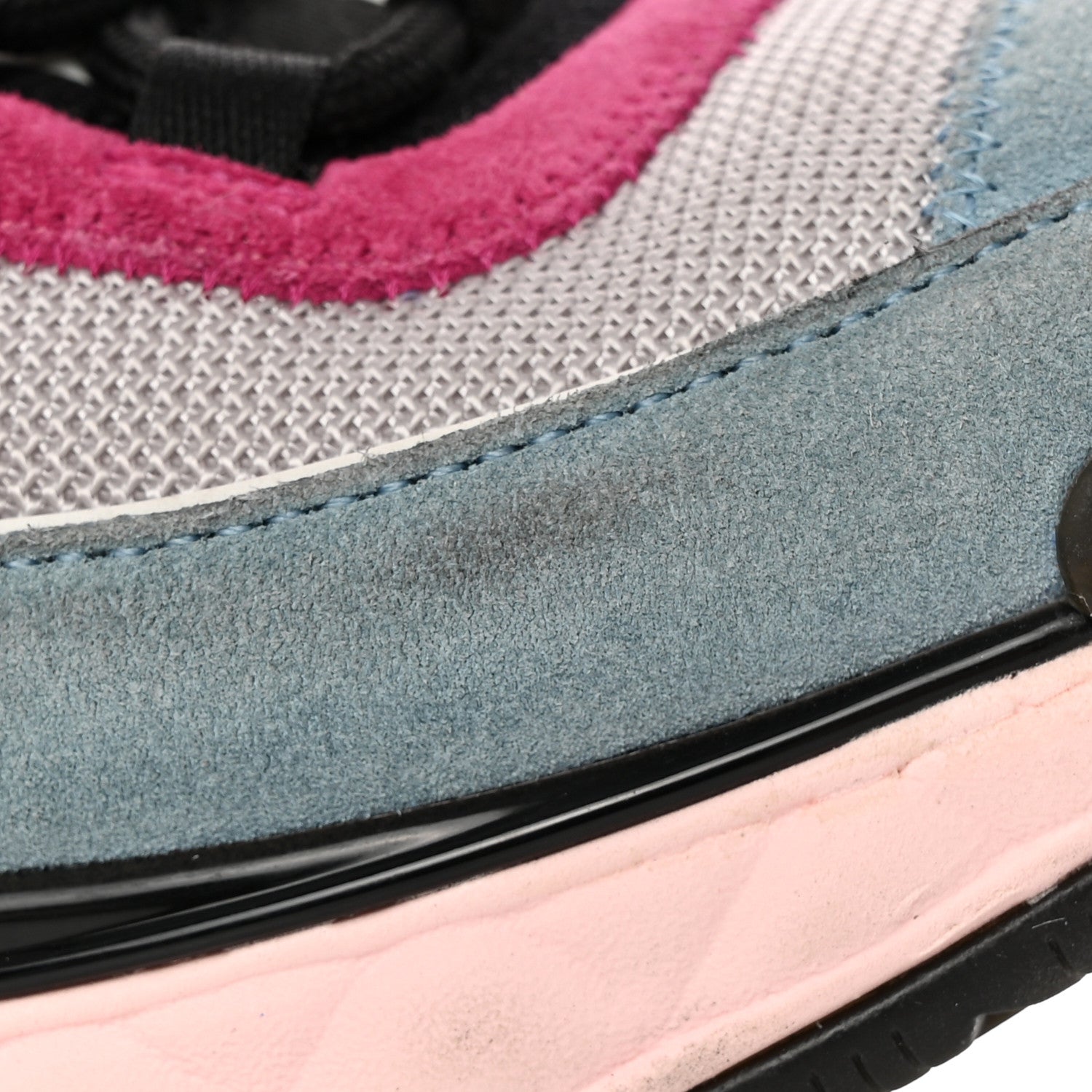 Chanel Fabric Suede CC Sneakers 37 Blue Beige Pink 20 of 21