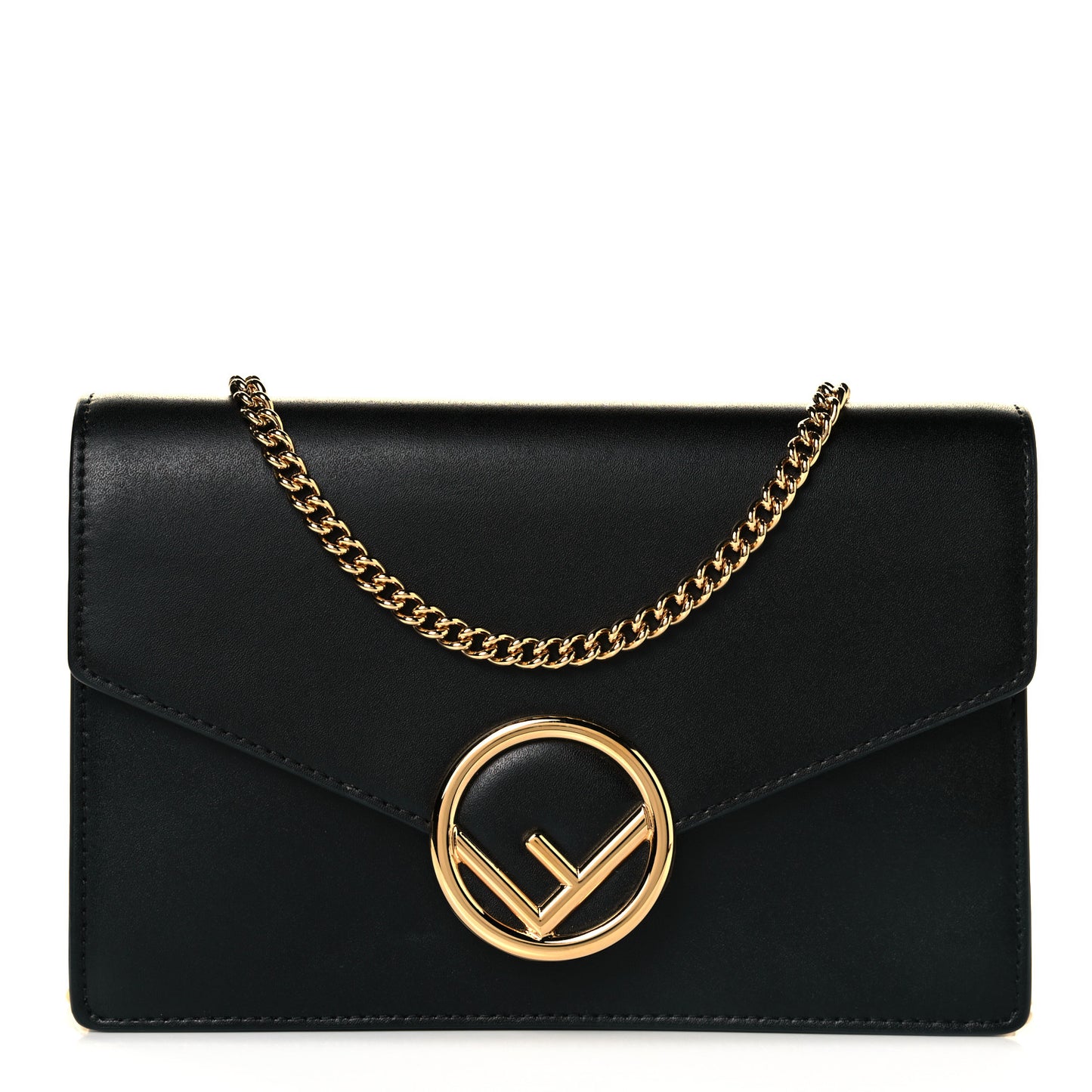 Vitello Liberty Lucido F is Fendi Medium Envelope Wallet on Chain Black