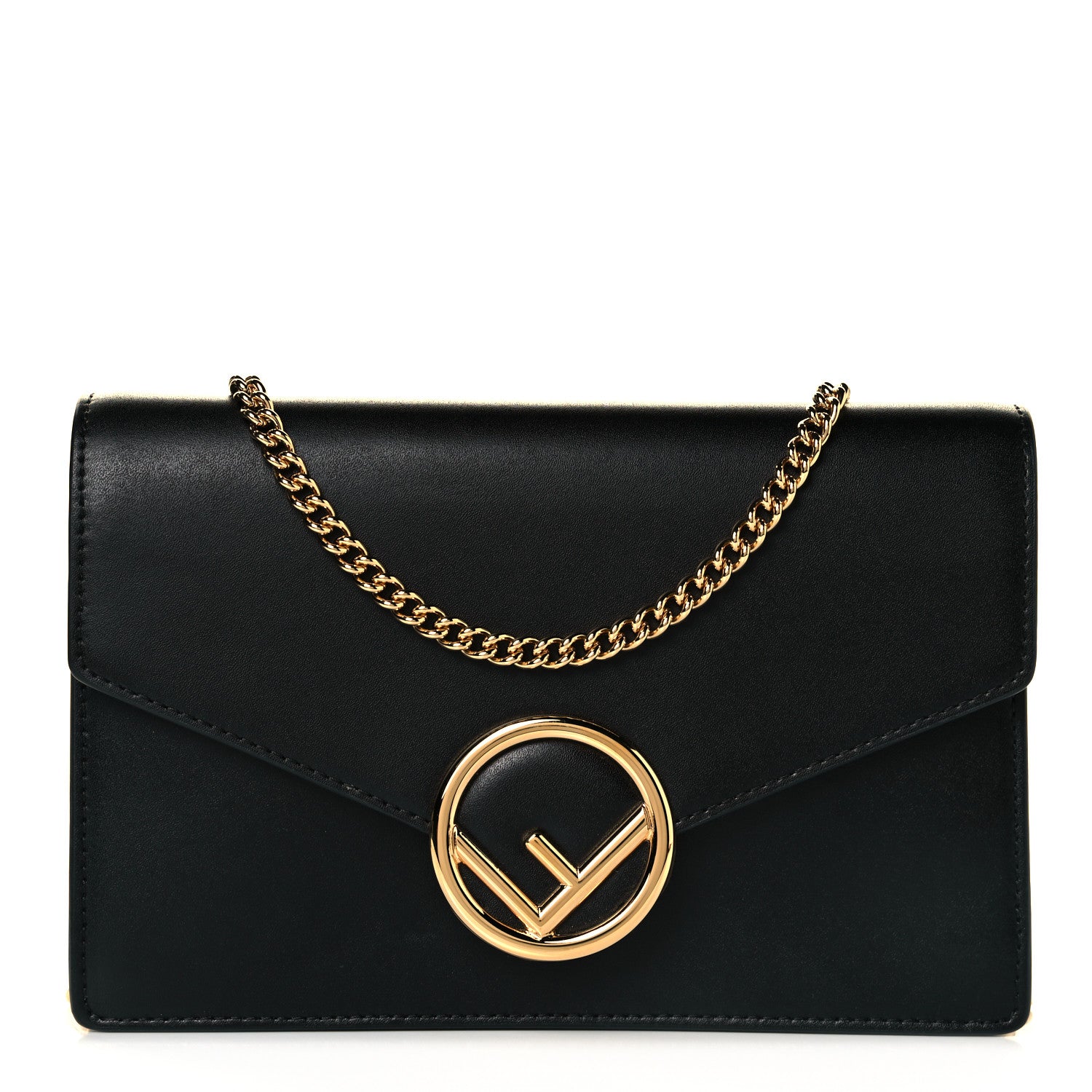 Fendi Vitello Liberty Lucido F is Fendi Medium Envelope Wallet on Chain Black 1 of 7