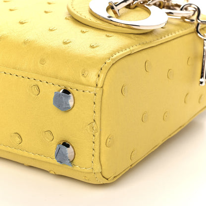 Christian Dior Ostrich Micro Lady Dior Yellow 17 of 19