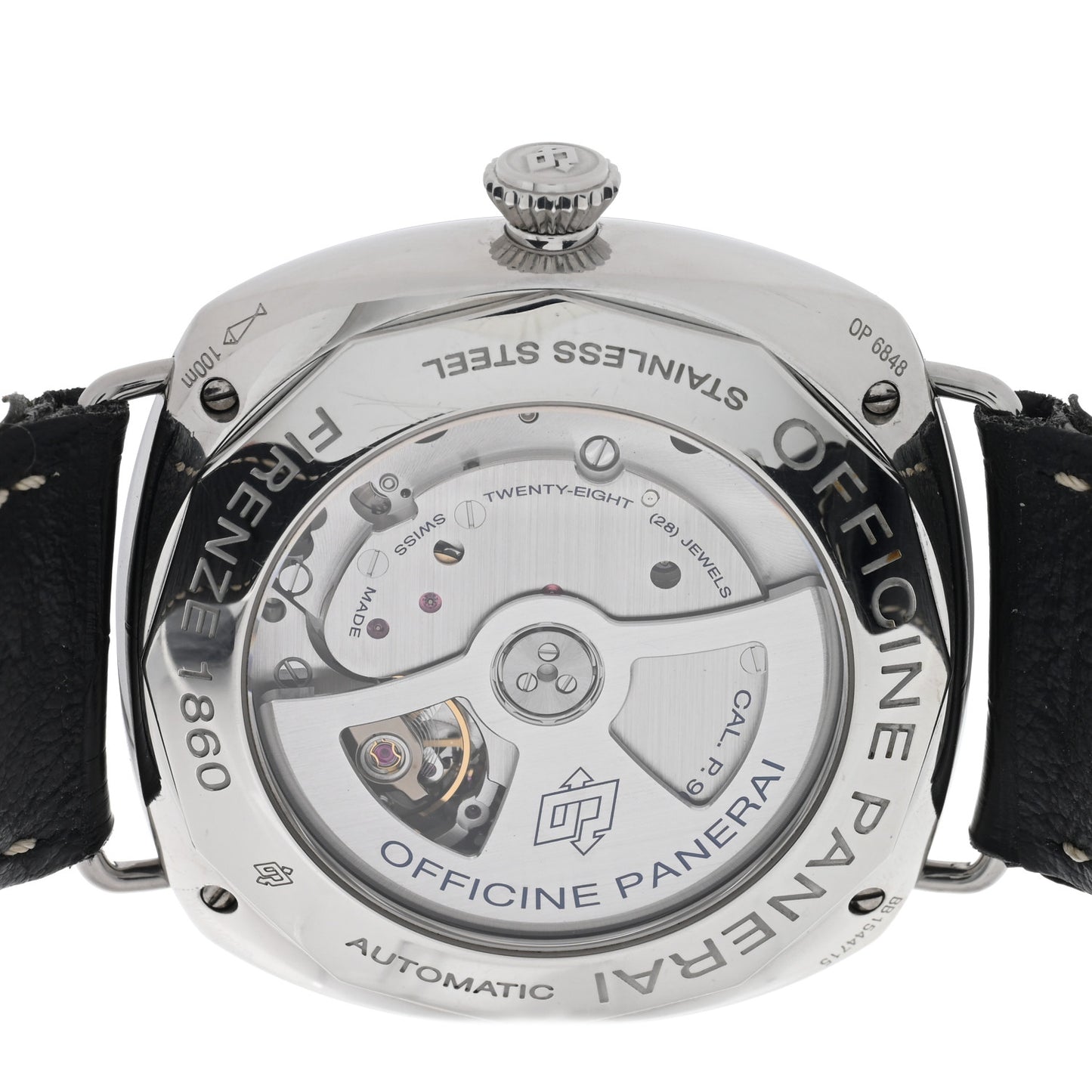 Stainless Steel Alligator 45mm Radiomir Black Seal 3 Days Automatic Watch Black PAM00388