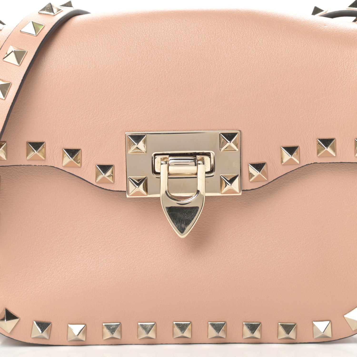 Valentino Garavani Vitello Small Rockstud Flap Saddle Bag Soft Noisette 7 of 9