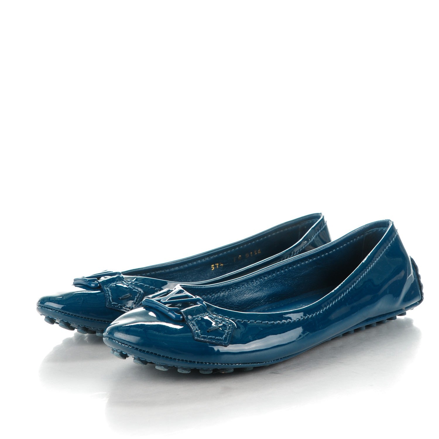 Louis Vuitton Patent Calfskin Oxford Ballerina Flats 37.5 Blue 3 of 8
