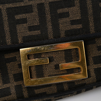 Fendi Fabric Jacquard FF 1974 Mini Baguette Tobacco Moro Black 12 of 12