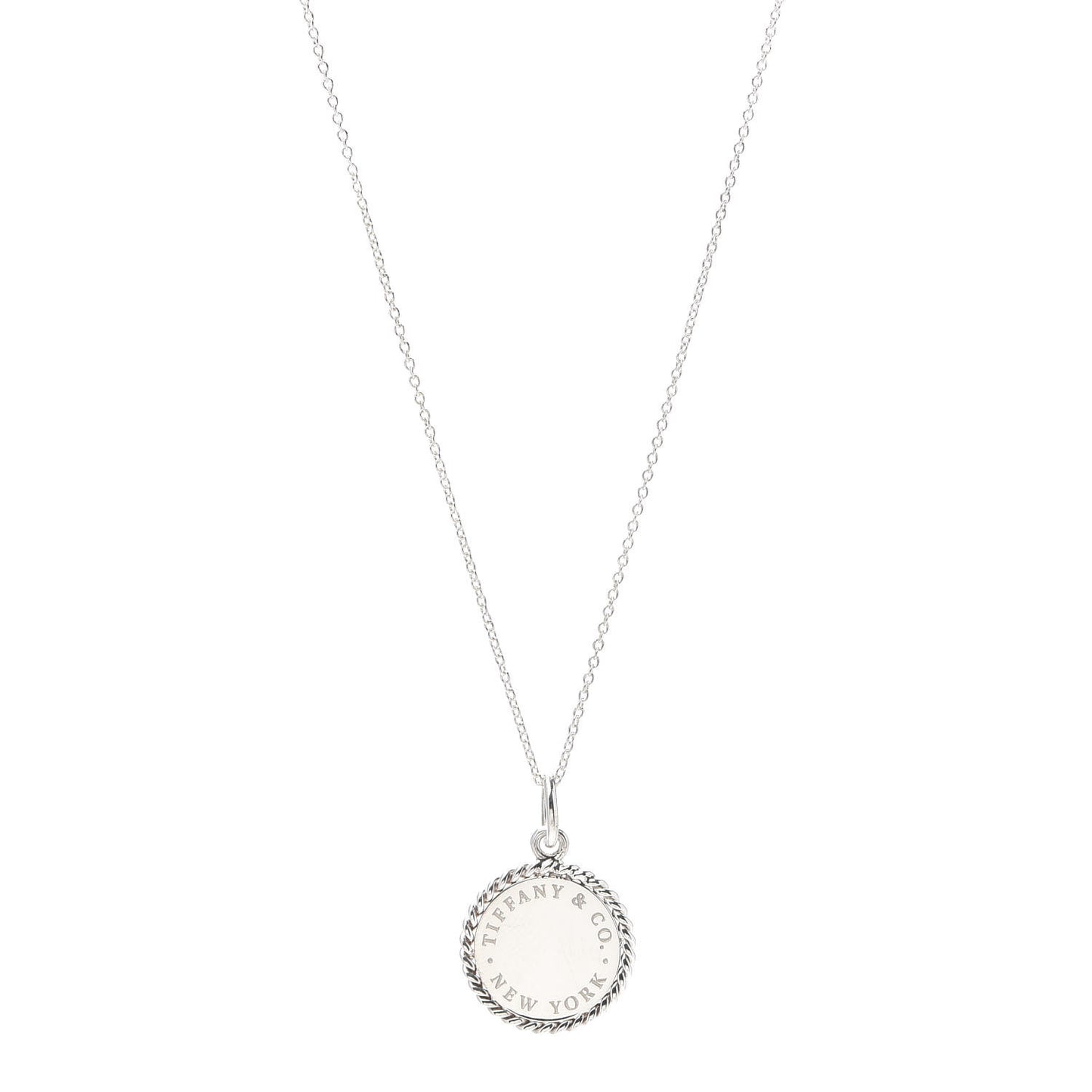 Sterling Silver Twist Round Charm Necklace