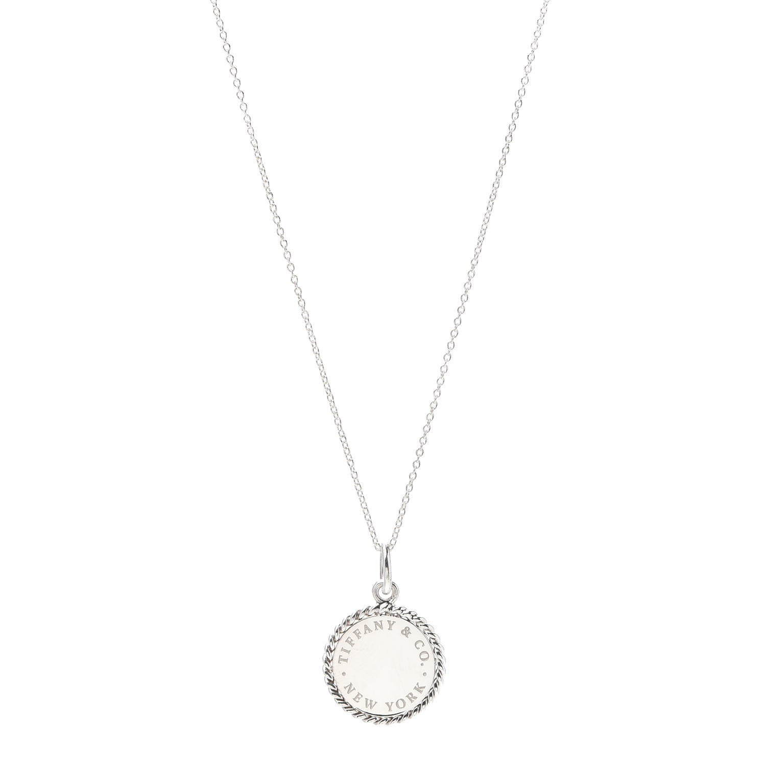 Tiffany Sterling Silver Twist Round Charm Necklace 1 of 6