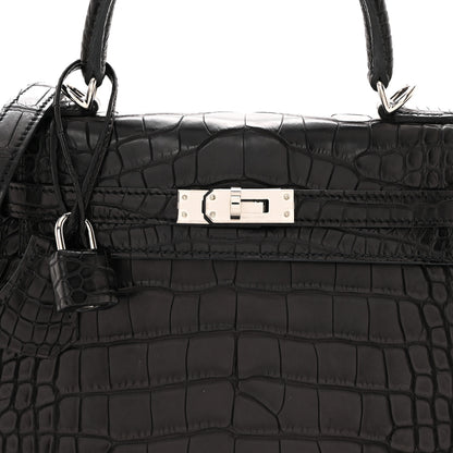 Hermes Matte Alligator Kelly Retourne 25 Black 5 of 15
