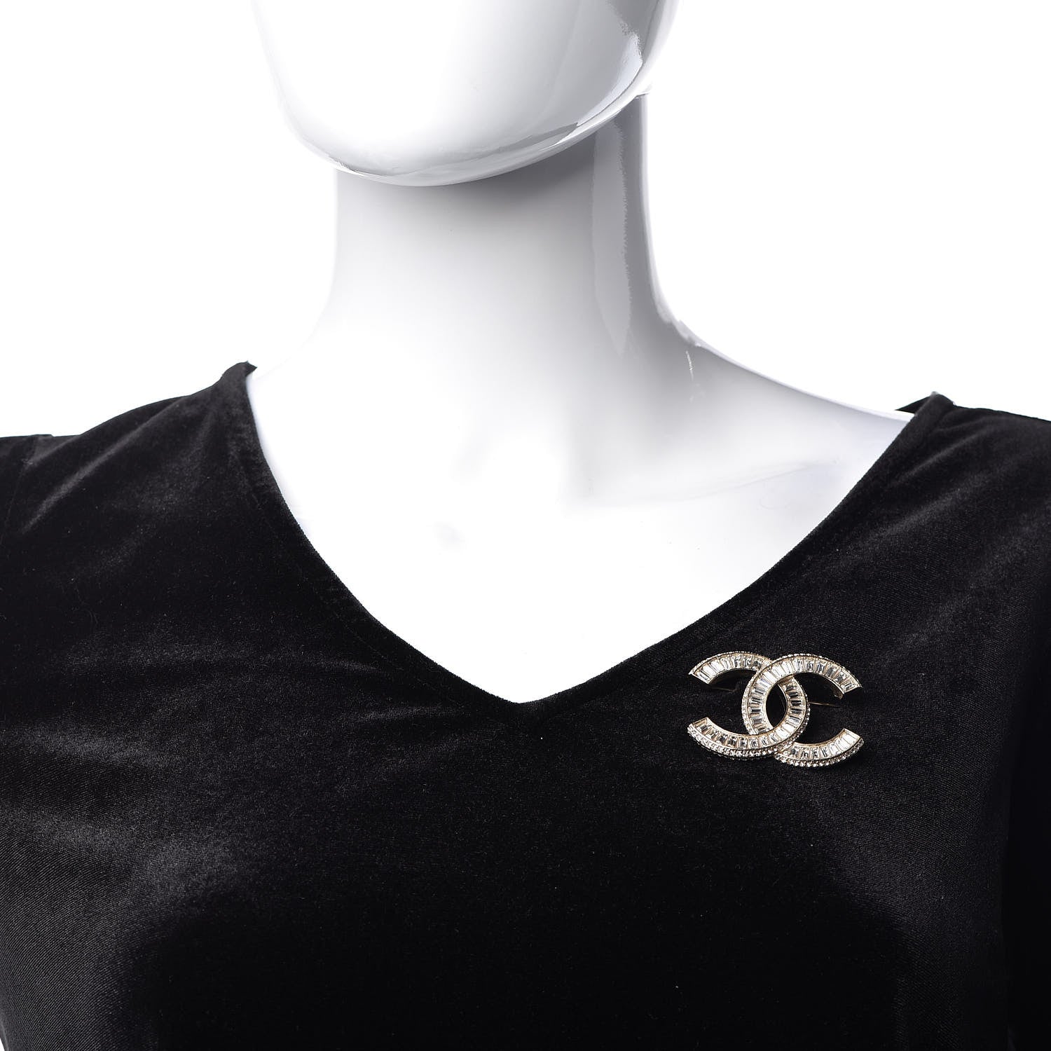 Chanel Baguette Crystal CC Brooch Gold 2 of 5
