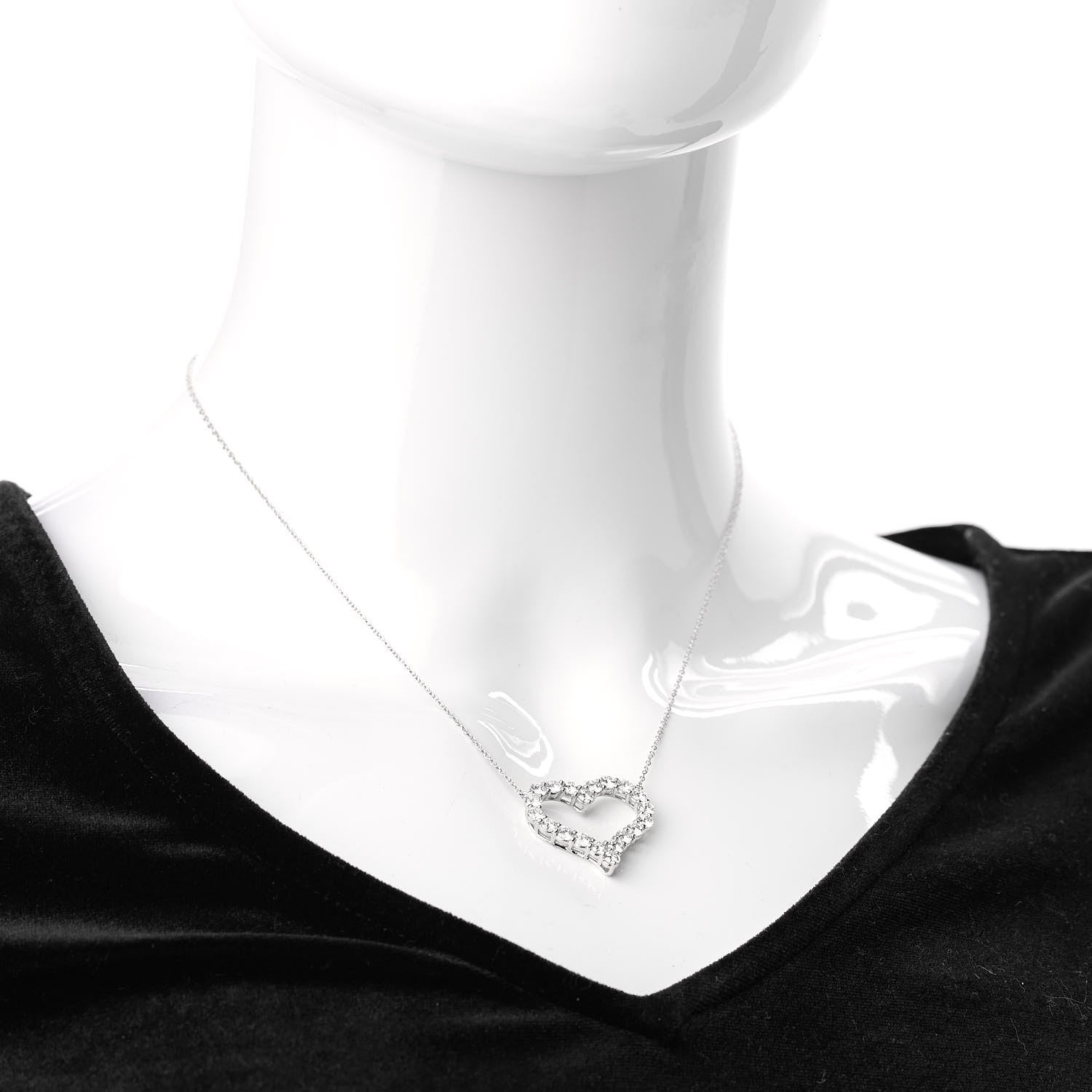 Tiffany Platinum Diamond 1.96ctw Heart Pendant Necklace 2 of 6