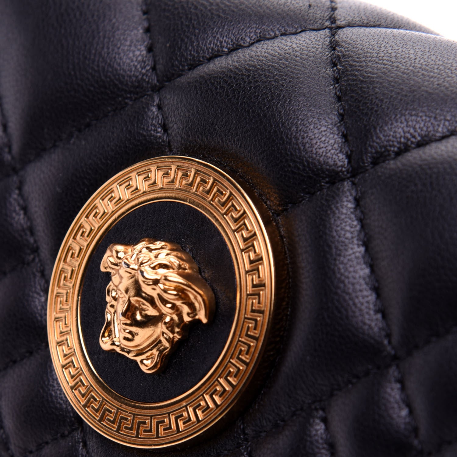 Versace Nappa Quilted Trapuntata Tribute Wallet Chain Crossbody Black 11 of 11